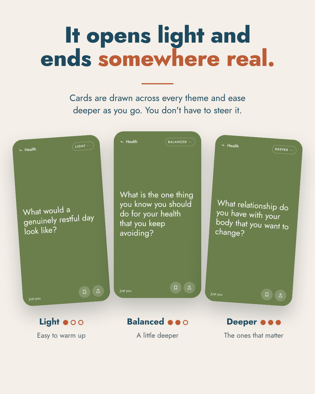 Light, balanced and deeper cards